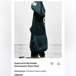 Freecity Superyumm Oversized Green Plant Hoodie XS HTF $395 MSRP